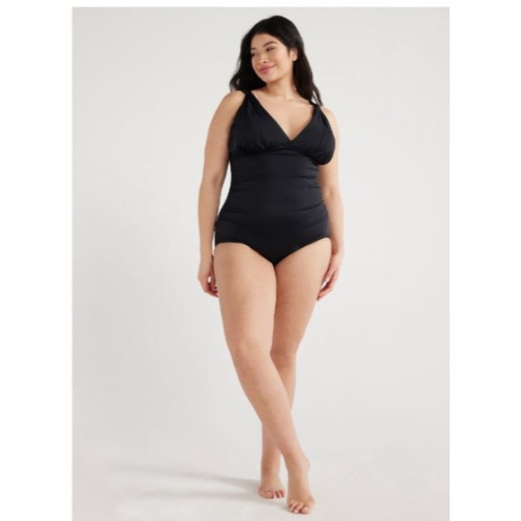 NWT Swimsuit Women’s Plus Plunge V-Neck One-Piece Swimsuit from Time and Tru - Picture 7 of 7